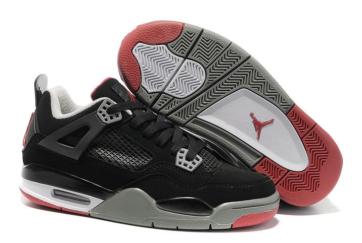 Originals Womens Air Jordan 4 Retro Black Varsity Red Cement Grey Hot